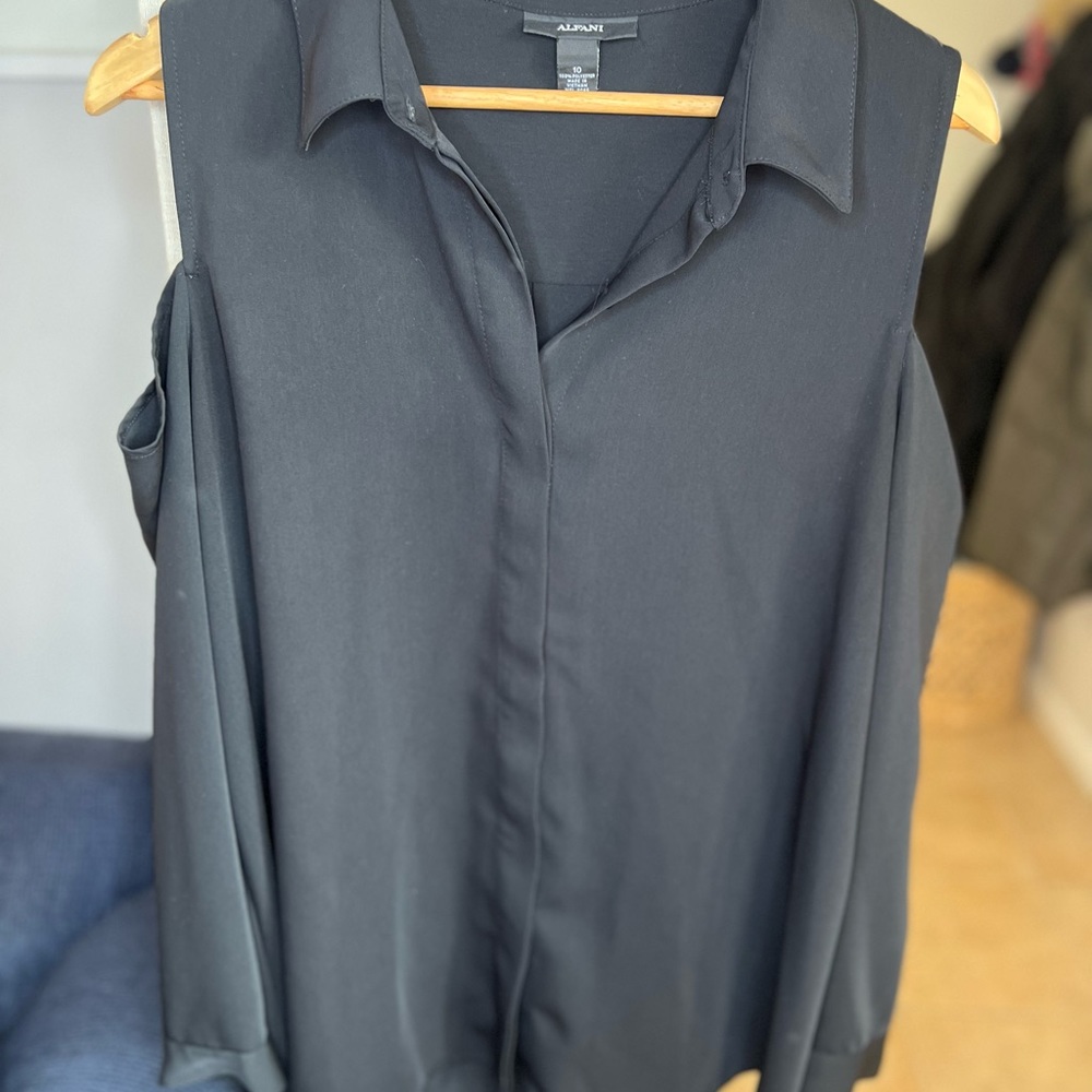 Alfani Cold Shoulder Button Blouse